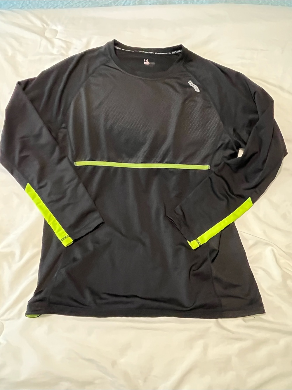 Hind Long Sleeve Athletic Tee in Black with Neon Yellow Size Medium? No tags